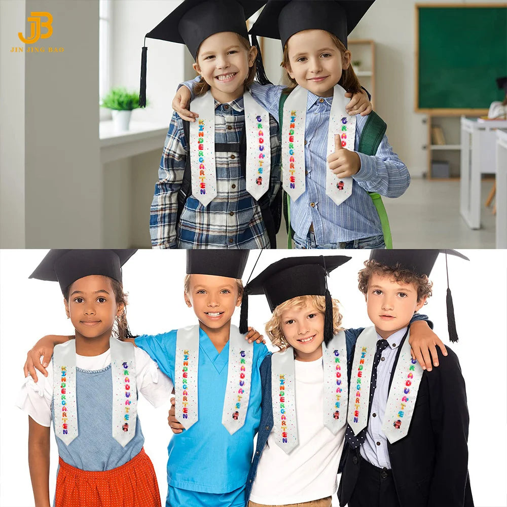 High Quality Custom White Graduation Stole for Kids Graduation Stole Class of 2025 Kids
