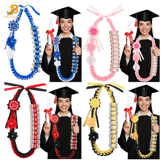 Custom Colors Polyester Graduation Lei with Floral Decorations for School Ceremonies Holiday Parties