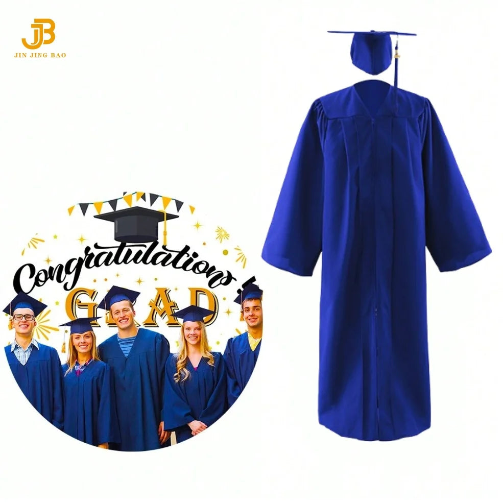 A Set of Black Graduation Gown and Caps for Graduation Ceremony Graduation Robe with Stole