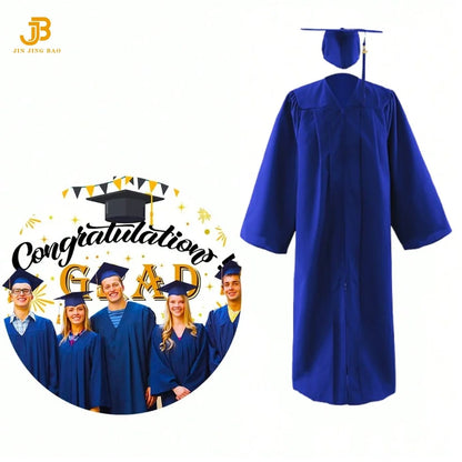 A Set of Black Graduation Gown and Caps for Graduation Ceremony Graduation Robe with Stole