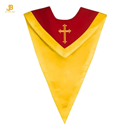 Customized Church Sash Choir Stole With Border Royal Maroon and White Reversible Choir Stoles