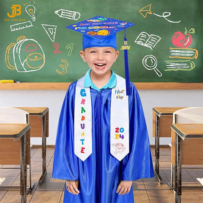 Wholesale Children Printed Shawl Custom Embroidery White Graduation Stole for Kids