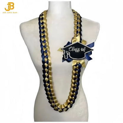 Custom Class of 2026 Hawaiian Party Flower Leis Luau Wreath Set and Graduation Season Ribbon Leis