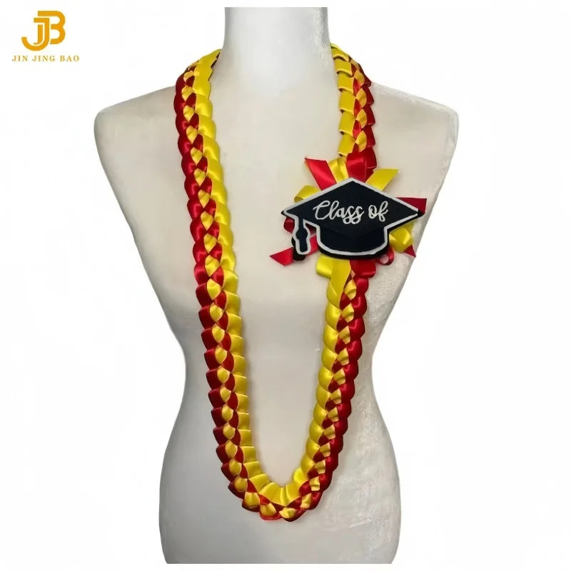 Custom Class of 2026 Hawaiian Party Flower Leis Luau Wreath Set and Graduation Season Ribbon Leis