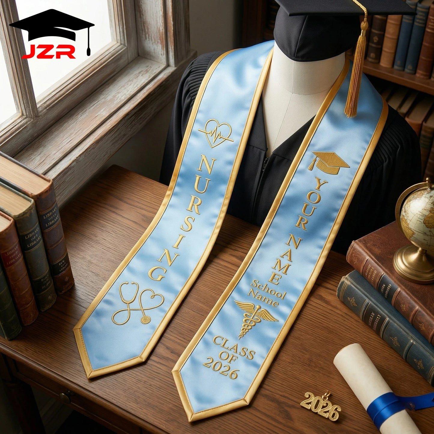 Small MOQ Custom Embroidered Graduation Shawl Non-fade Printing Factory Straight Wholesale for Colleges