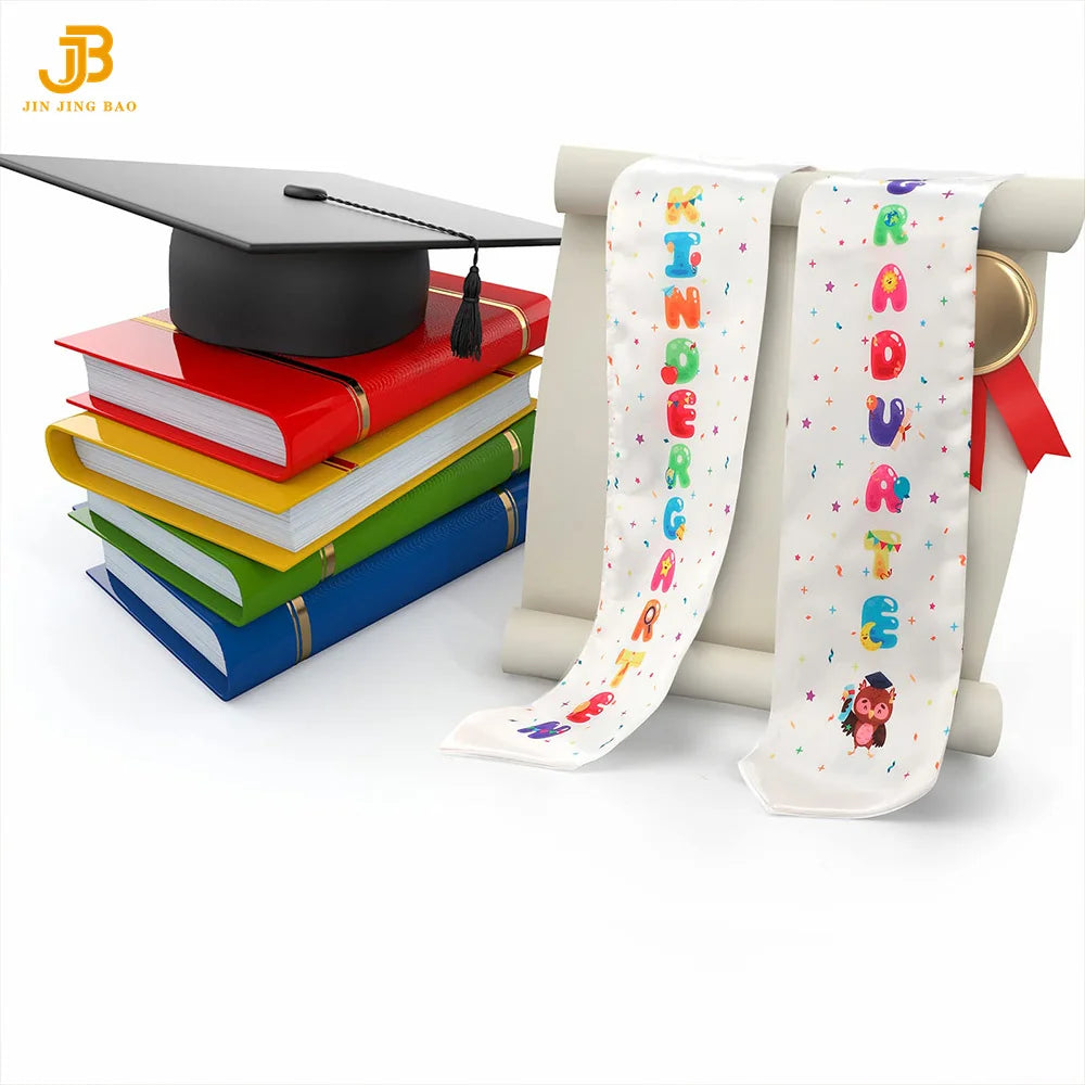 High Quality Custom White Graduation Stole for Kids Graduation Stole Class of 2025 Kids