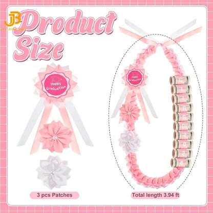 2026 Customized Handmade Biodegradable College Party Gifts Graduation Ribbon Wreath Leis with Flowers 120cm
