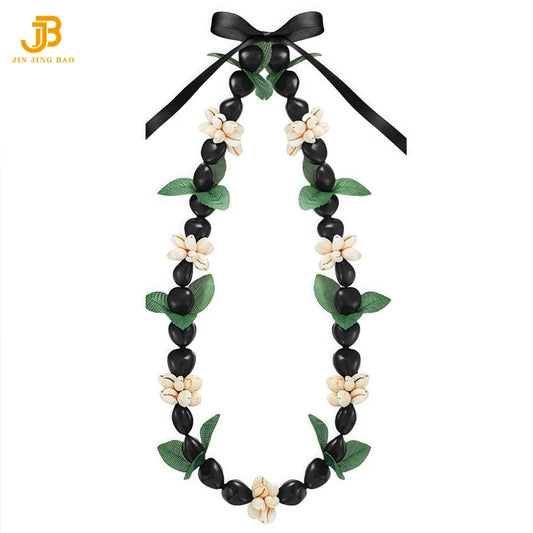 Wholesale Graduation Ceremony Hawaiian Lei Kukui Nut Leis with Green Leaf