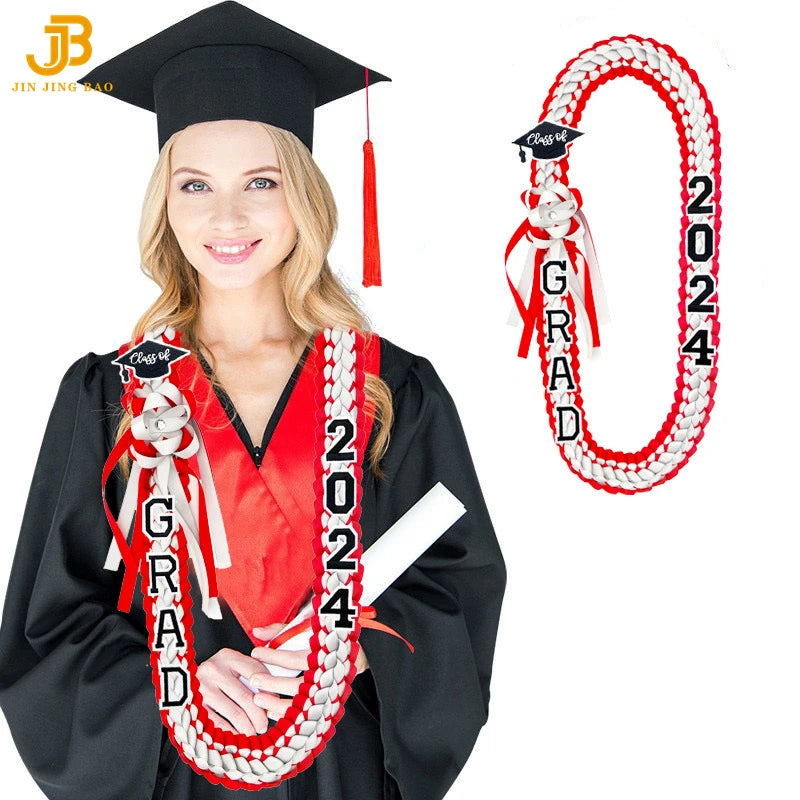 Beautiful Graduate Ribbon Leis Double Satin Garland Hand-woven Gift with Ribbon Master's Pendant