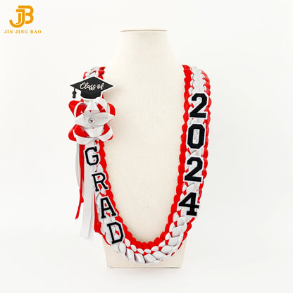 Beautiful Graduate Ribbon Leis Double Satin Garland Hand-woven Gift with Ribbon Master's Pendant
