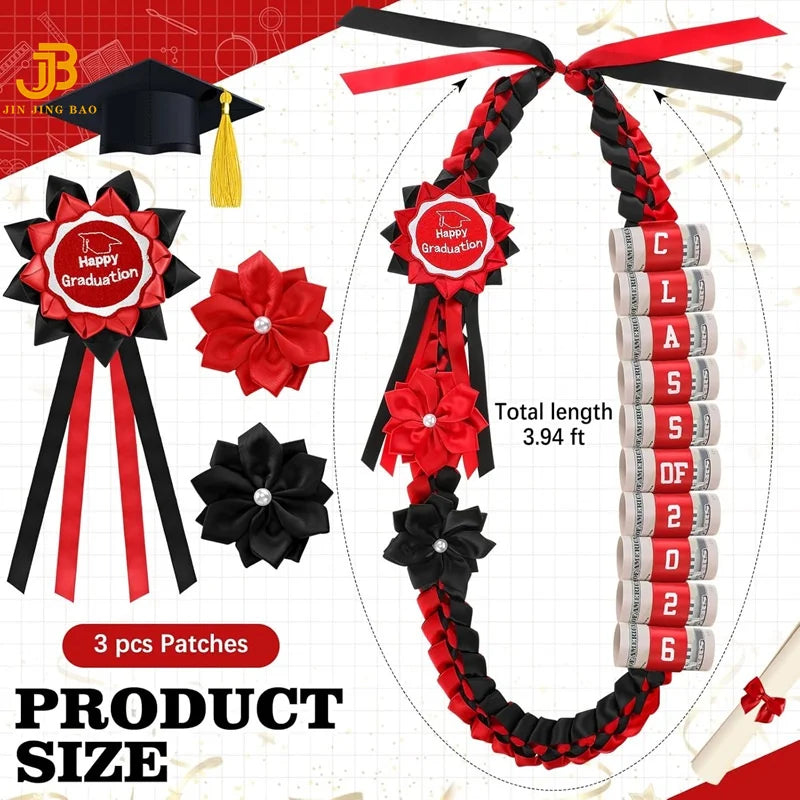 New Arrivals Trendy Graduation Party Gifts Double Braided Honor Ribbon 47.2in Ribbon Leis for College Back to School