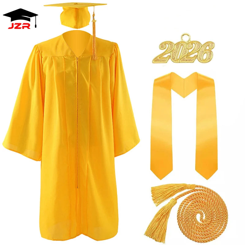 2026 Factory Custom Wholesale Bachelor Graduation Gowns Adult US Style Graduation Gown and Cap with Golden Stole & Honor Cord