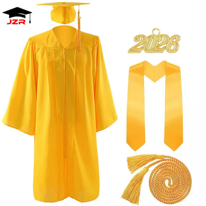 2026 Factory Custom Wholesale Bachelor Graduation Gowns Adult US Style Graduation Gown and Cap with Golden Stole & Honor Cord