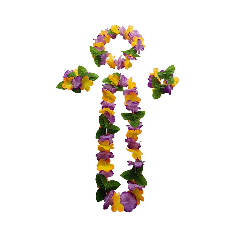 Hot Sales Hawaiian Leis Party Decorations Hawaiian Leis Necklace Tropical Luau Hawaii Silk Flower Lei Theme Party Favors