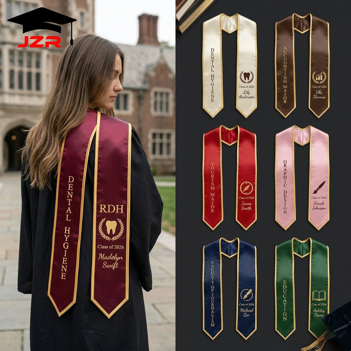 Direct Manufacturer Grad Sash Custom Print & Embroidery Graduation Ceremony Accessory
