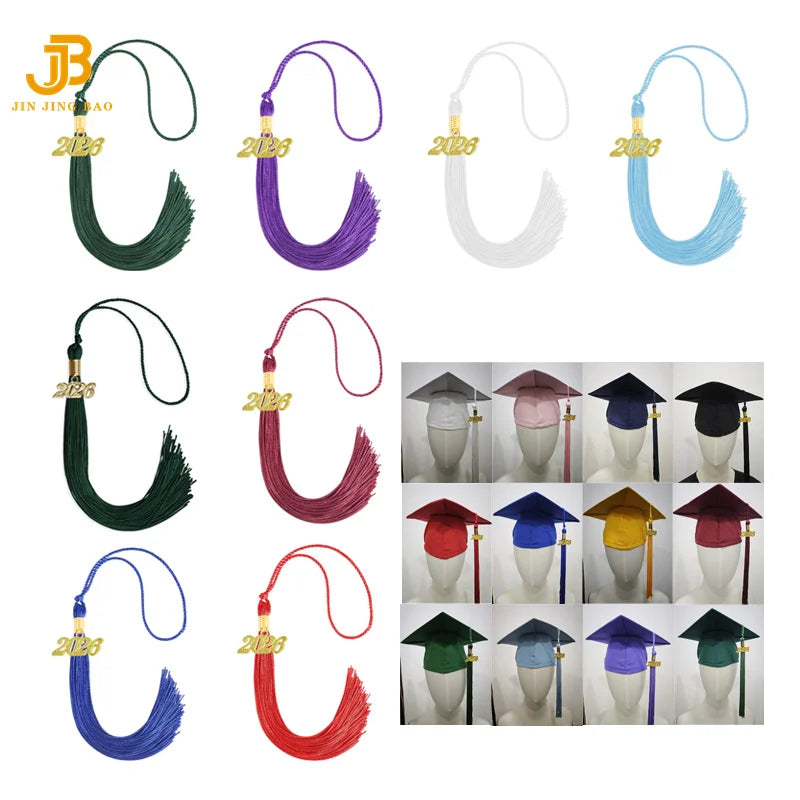 Wholesale Graduation Tassel 2026 Solid Color With Gold Tassel Charm for Graduation Cap Decorations