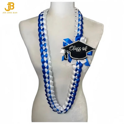 Custom Class of 2026 Hawaiian Party Flower Leis Luau Wreath Set and Graduation Season Ribbon Leis
