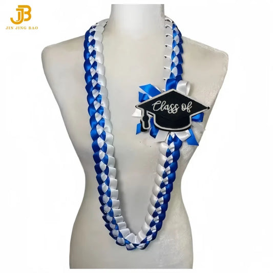 Custom Class of 2026 Hawaiian Party Flower Leis Luau Wreath Set and Graduation Season Ribbon Leis