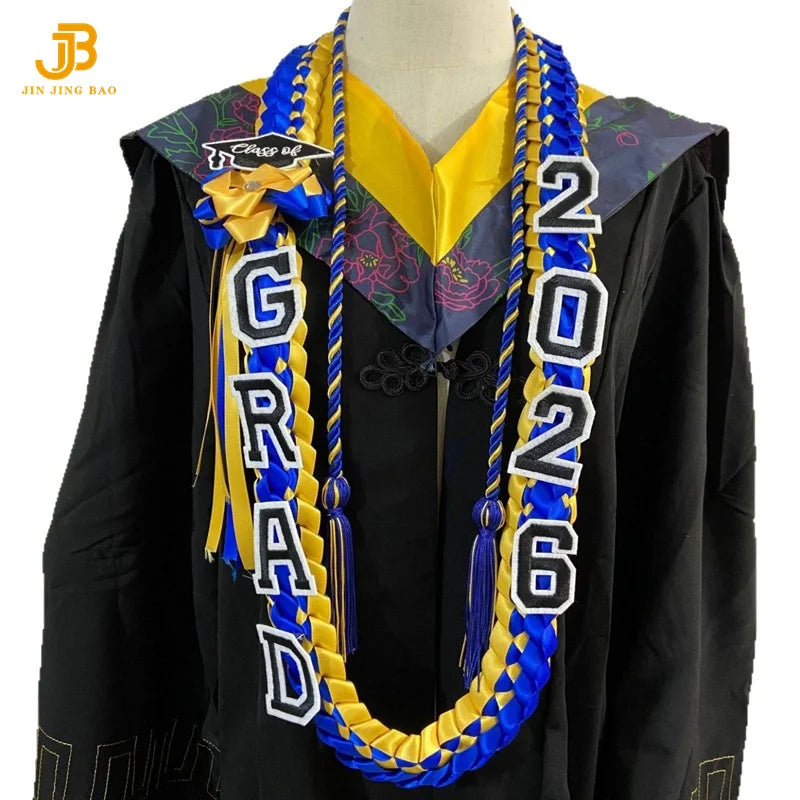 2026 Cross-Border Popular Graduation Ribbon Wreath Weaving Colorful Gift Honor Cord Handmade Graduation Leis