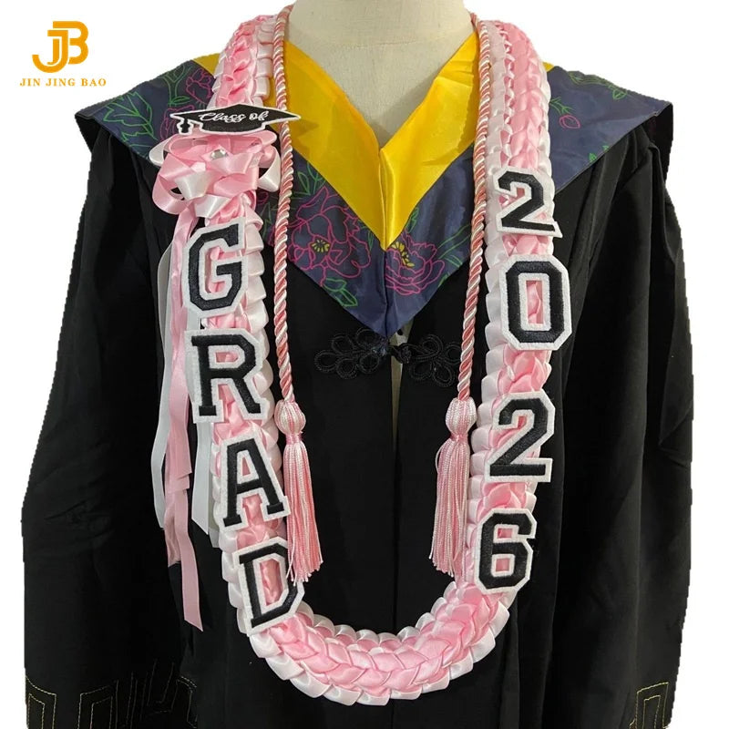 2026 Cross-Border Popular Graduation Ribbon Wreath Weaving Colorful Gift Honor Cord Handmade Graduation Leis