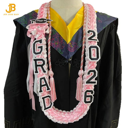 2026 Cross-Border Popular Graduation Ribbon Wreath Weaving Colorful Gift Honor Cord Handmade Graduation Leis