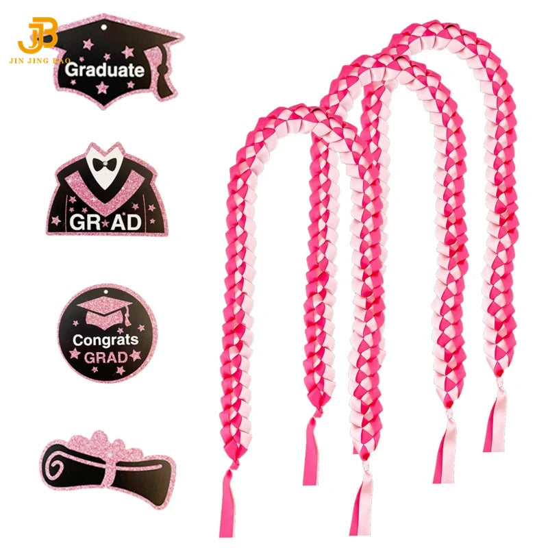 2026 Graduation Velvet Ribbon Lei Braided Necklaces and Garland High School College Party Decorations and Gifts