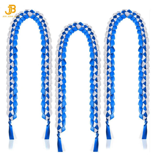 Factory Wholesale Graduation Party Gift Double Braided Honor Leis Necklace College Graduation Ribbon Leis