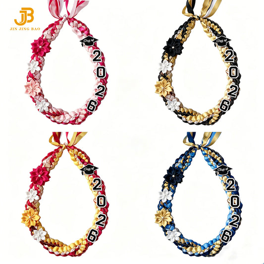 Wholesale 2026 Colorful Cords Ribbon Handmade Honor Braided Rope Set Lei Graduation Necklace Decoration