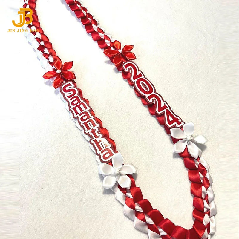 Customizable Logo Colors Polyester Graduation Lei with Floral Decorations for Ceremonies and Holiday Parties