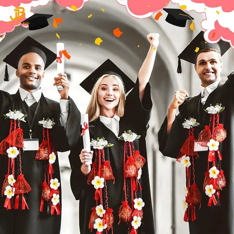 New Arrival Hawaiian Graduation Ribbons Lei Class of 2026 with Bags Graduation Candy Lei for Graduation Gift
