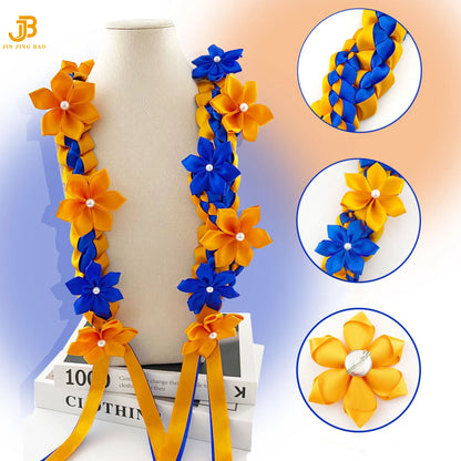Wholesale 2025 Graduation Lei with 15 Floral Decorations Ribbon Leis for Graduation Ceremonies