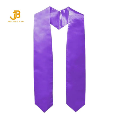 Wholesale Plain Graduation Stole Royal Blue Orange Satin Grad Sash Support Custom Printing Embroidery Logo