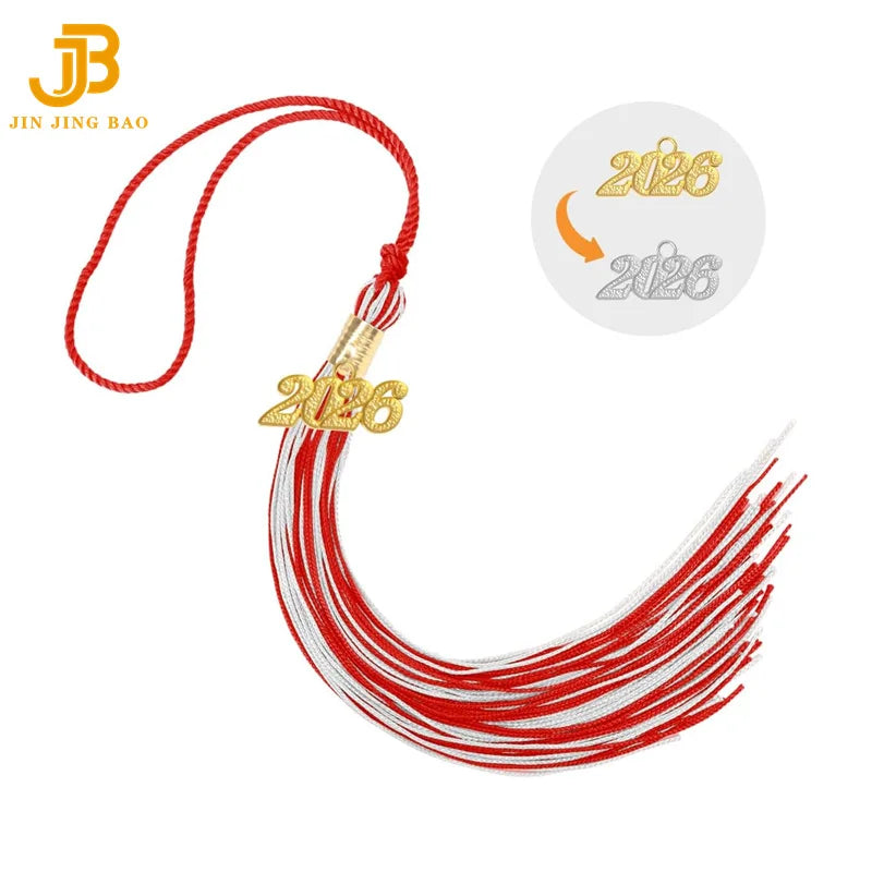 Wholesale Red & White Graduation Tassels Custom Year Charm 2026 Low MOQ for Graduation Ceremony Decor