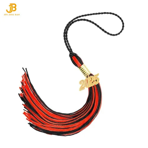 Factory Wholesale High Quality Graduation Fringe Multi-color Tassel With 2025 2026 Year Gold Silver Charm for Grad Cap