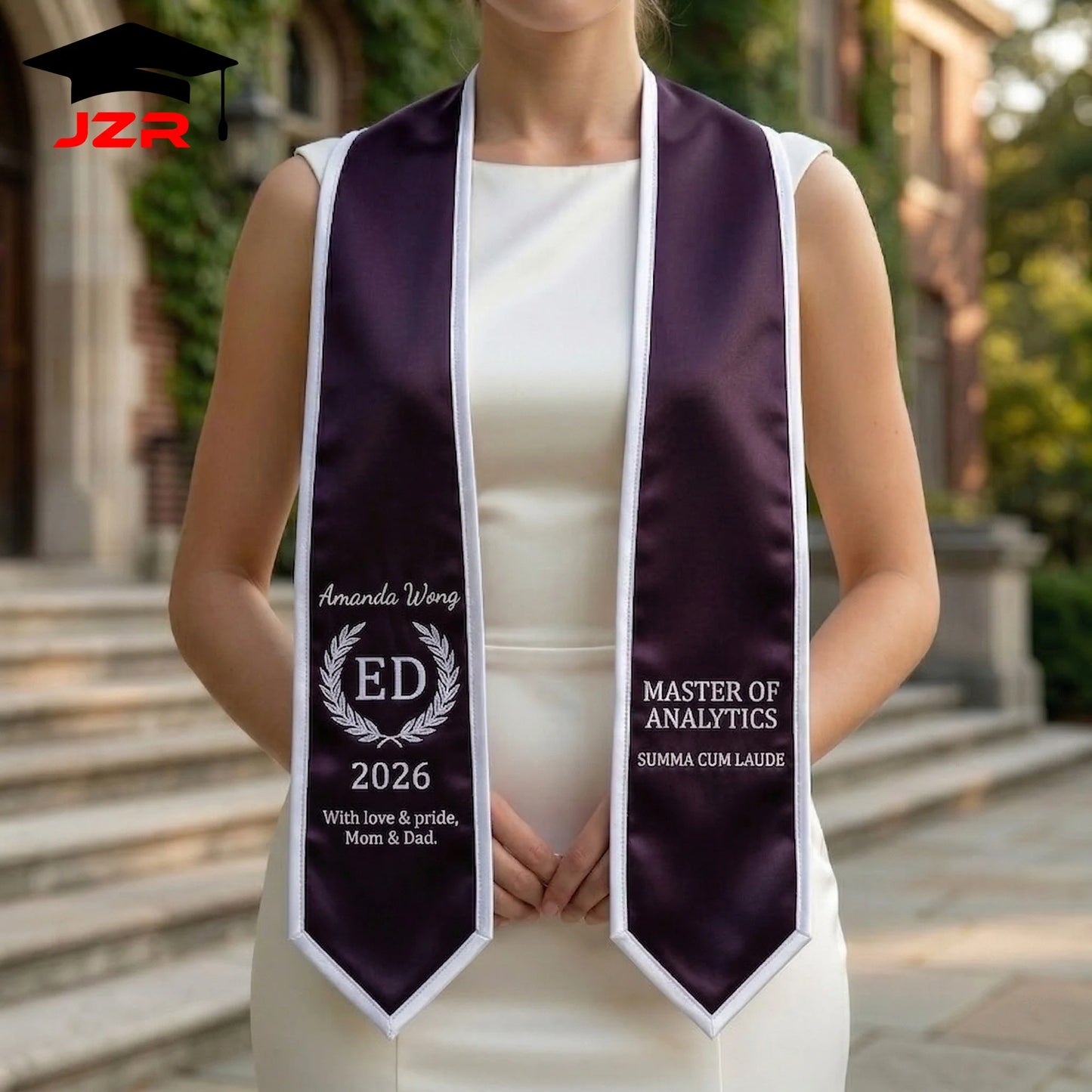 Small MOQ Custom Embroidered Graduation Shawl Non-fade Printing Factory Straight Wholesale for Colleges