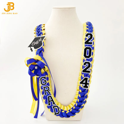 Beautiful Graduate Ribbon Leis Double Satin Garland Hand-woven Gift with Ribbon Master's Pendant