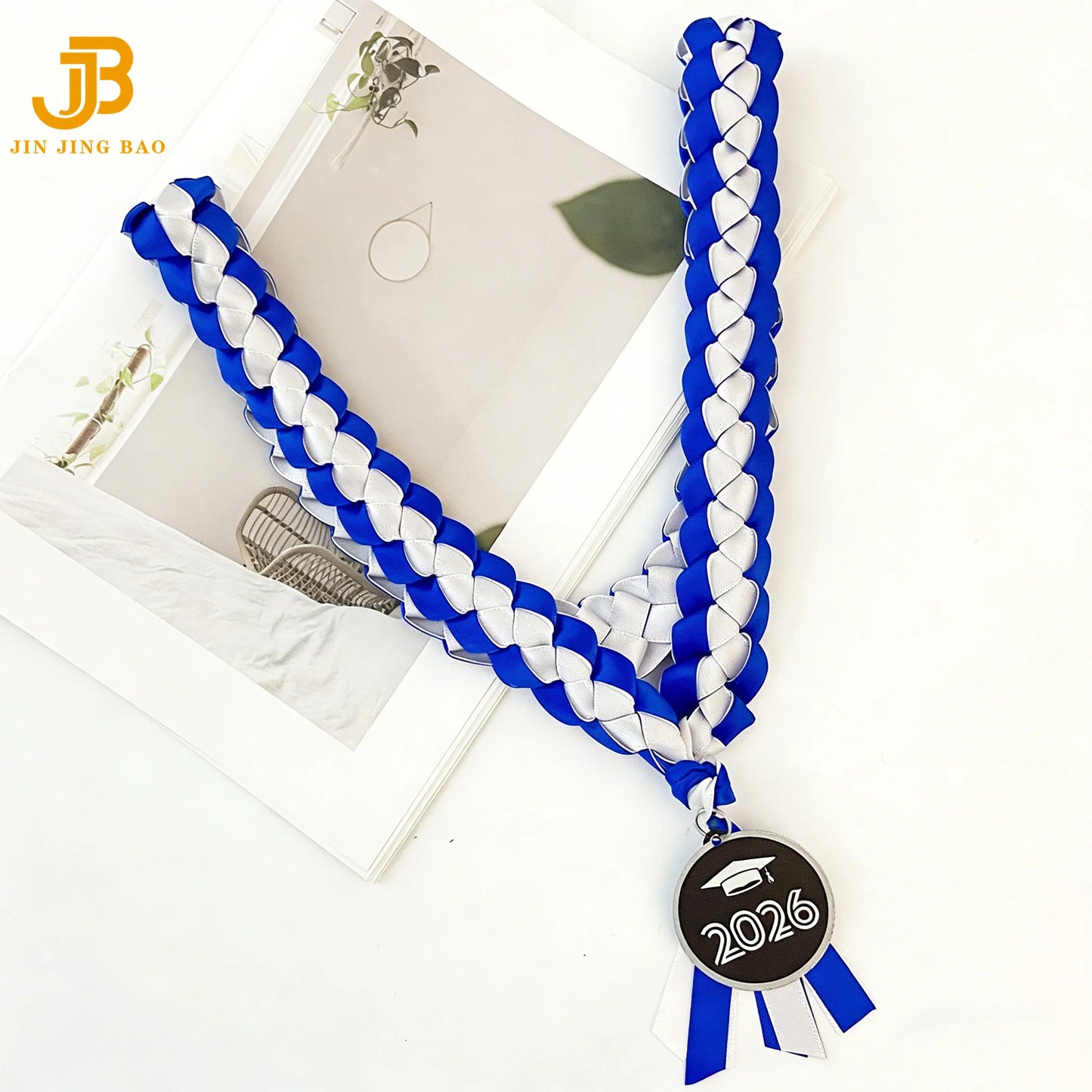 120cm Double Braided Necklace 4 Ribbon Weaving Wreath Collar Gift Rope Honor Ribbon Graduation Ribbon Lei