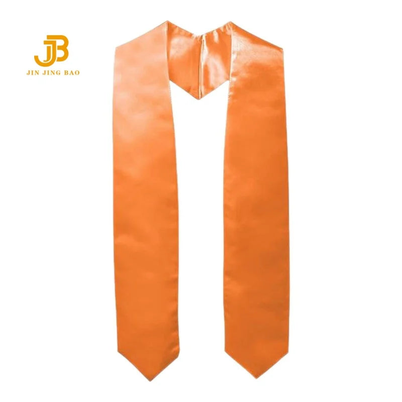 Wholesale Plain Graduation Stole Royal Blue Orange Satin Grad Sash Support Custom Printing Embroidery Logo