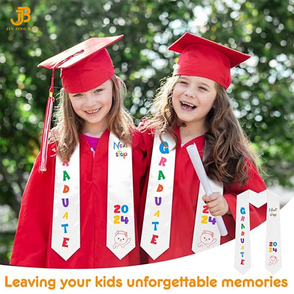 Wholesale Children Printed Shawl Custom Embroidery White Graduation Stole for Kids