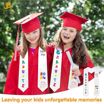 Wholesale Children Printed Shawl Custom Embroidery White Graduation Stole for Kids