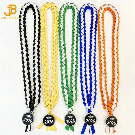 120cm Double Braided Necklace 4 Ribbon Weaving Wreath Collar Gift Rope Honor Ribbon Graduation Ribbon Lei