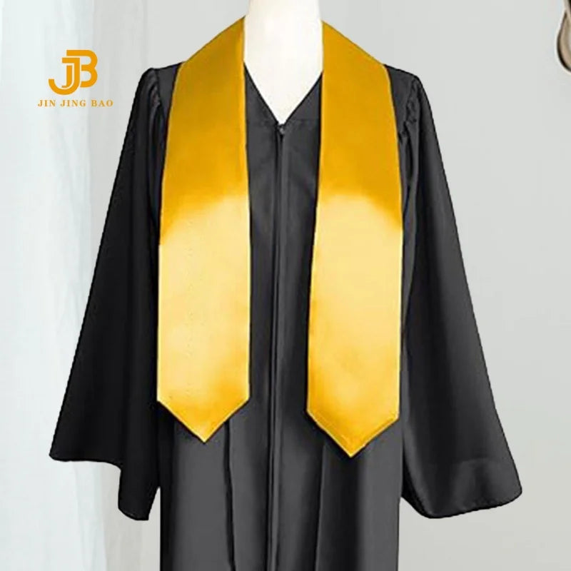 Wholesale Plain Graduation Stole Royal Blue Orange Satin Grad Sash Support Custom Printing Embroidery Logo