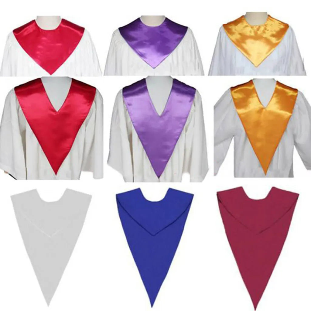 Factory Supply Unisex Fashion Choir Stole for Adults Church Solid Color Satin