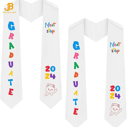 Wholesale Children Printed Shawl Custom Embroidery White Graduation Stole for Kids