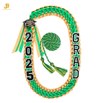 2025 Year Pop Charm 120CM Hawaiian Graduation Ribbon Braided Necklace Woven Graduation Leis Ribbon Honor Cord for High School