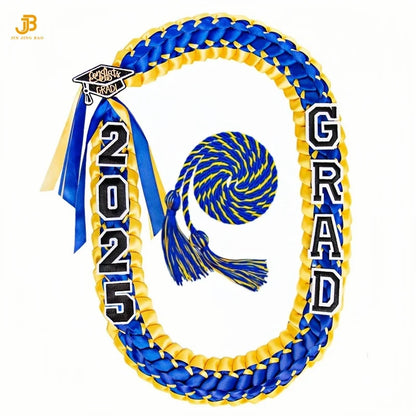 2025 Year Pop Charm 120CM Hawaiian Graduation Ribbon Braided Necklace Woven Graduation Leis Ribbon for High School