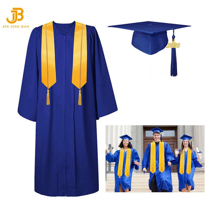 Wholesale Matte Adult Graduation Gown Cap Tassel Stole Honor Cord Set Ceremony Dress for Adult
