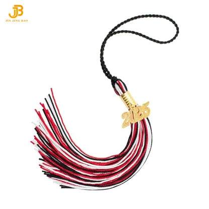 Factory Wholesale High Quality Graduation Fringe Multi-color Tassel With 2025 2026 Year Gold Silver Charm for Grad Cap