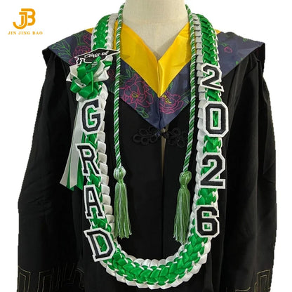 2026 Cross-Border Popular Graduation Ribbon Wreath Weaving Colorful Gift Honor Cord Handmade Graduation Leis