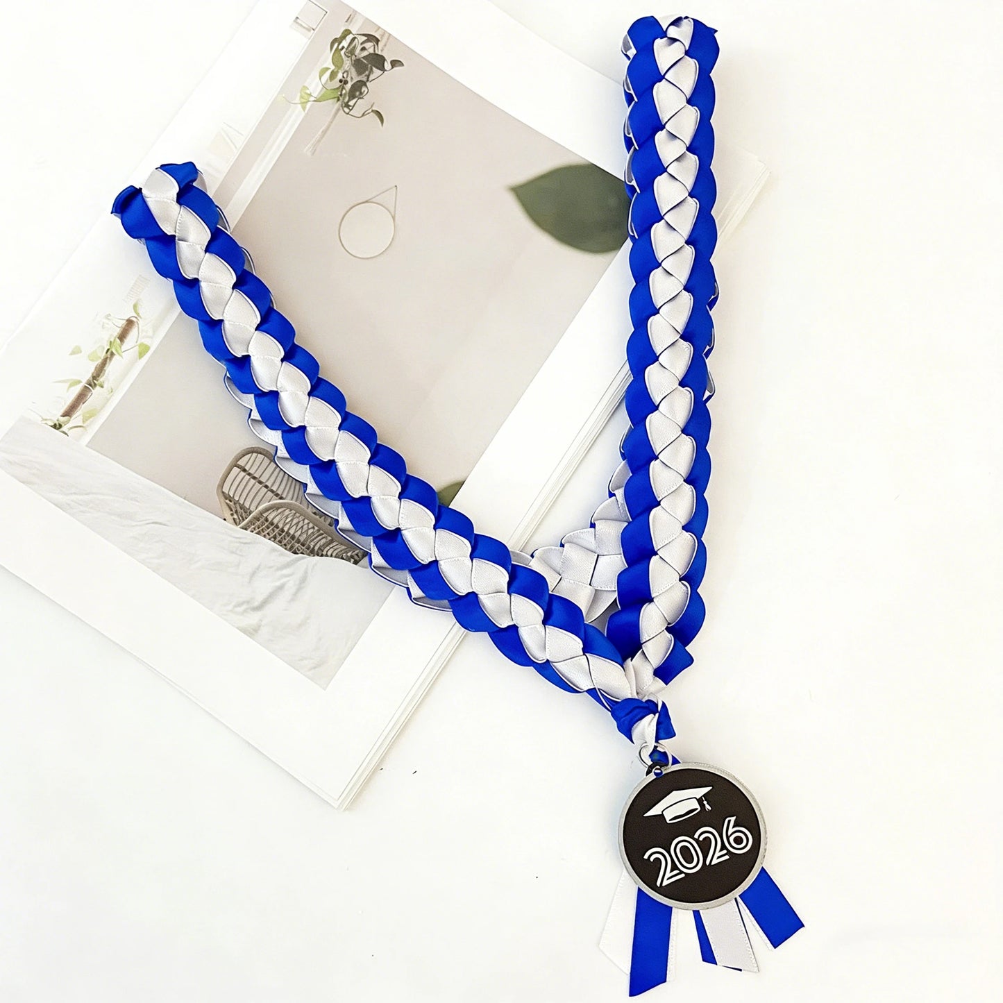 120cm Double Braided Necklace 4 Ribbon Weaving Wreath Collar Gift Rope Honor Ribbon Graduation Ribbon Lei